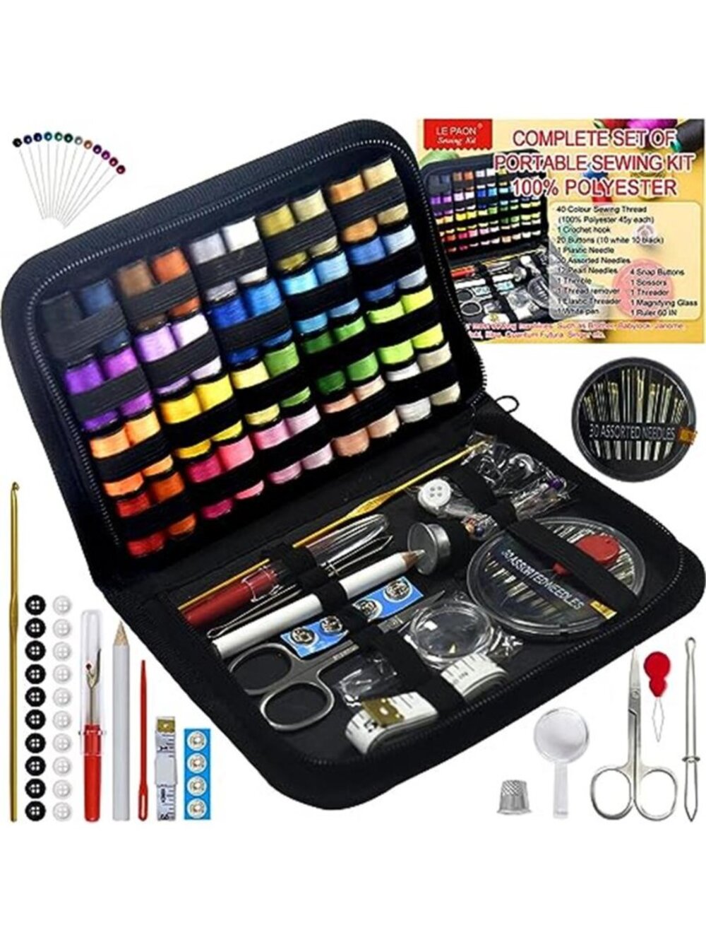 Sewing Kit with Case Portable Sewing Supplies for Home Traveler, Adults